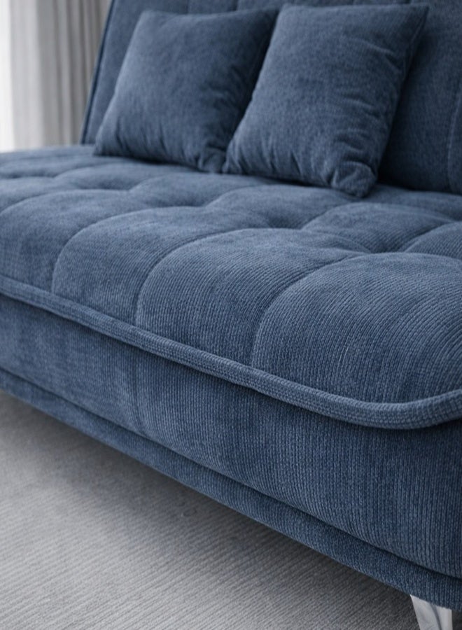 Harmony Home Premium Fabric Sofa  Bed with 3 Soft Cushions – Modern Convertible Sleeper Couch with Metal Legs, Space-Saving 3-Seater Sofa for Living Room, Bedroom & Guest Room- Blue - Image 2